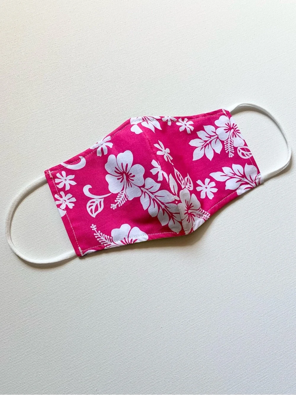 NEW Handmade Hawaiian Hibiscus Print Kids Cotton Face Mask in Magenta